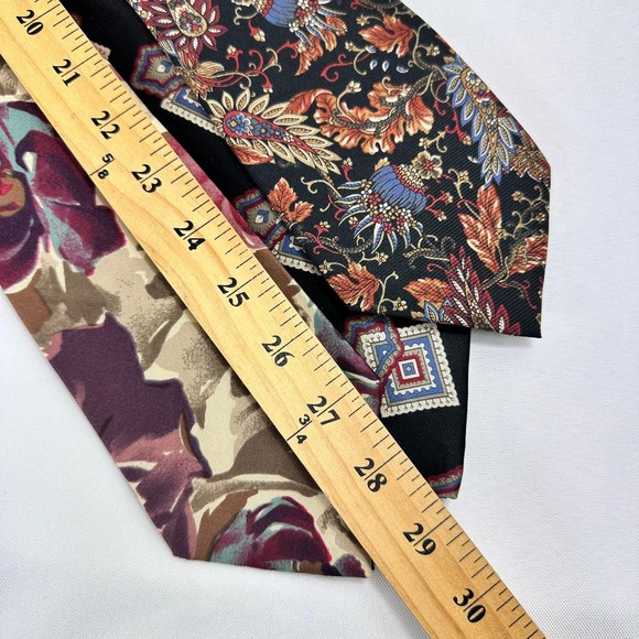 Vintage Silk Tie Lot of 5 Made in USA & Italy Paisley Floral Geometric 80s 90s - Picture 7 of 9